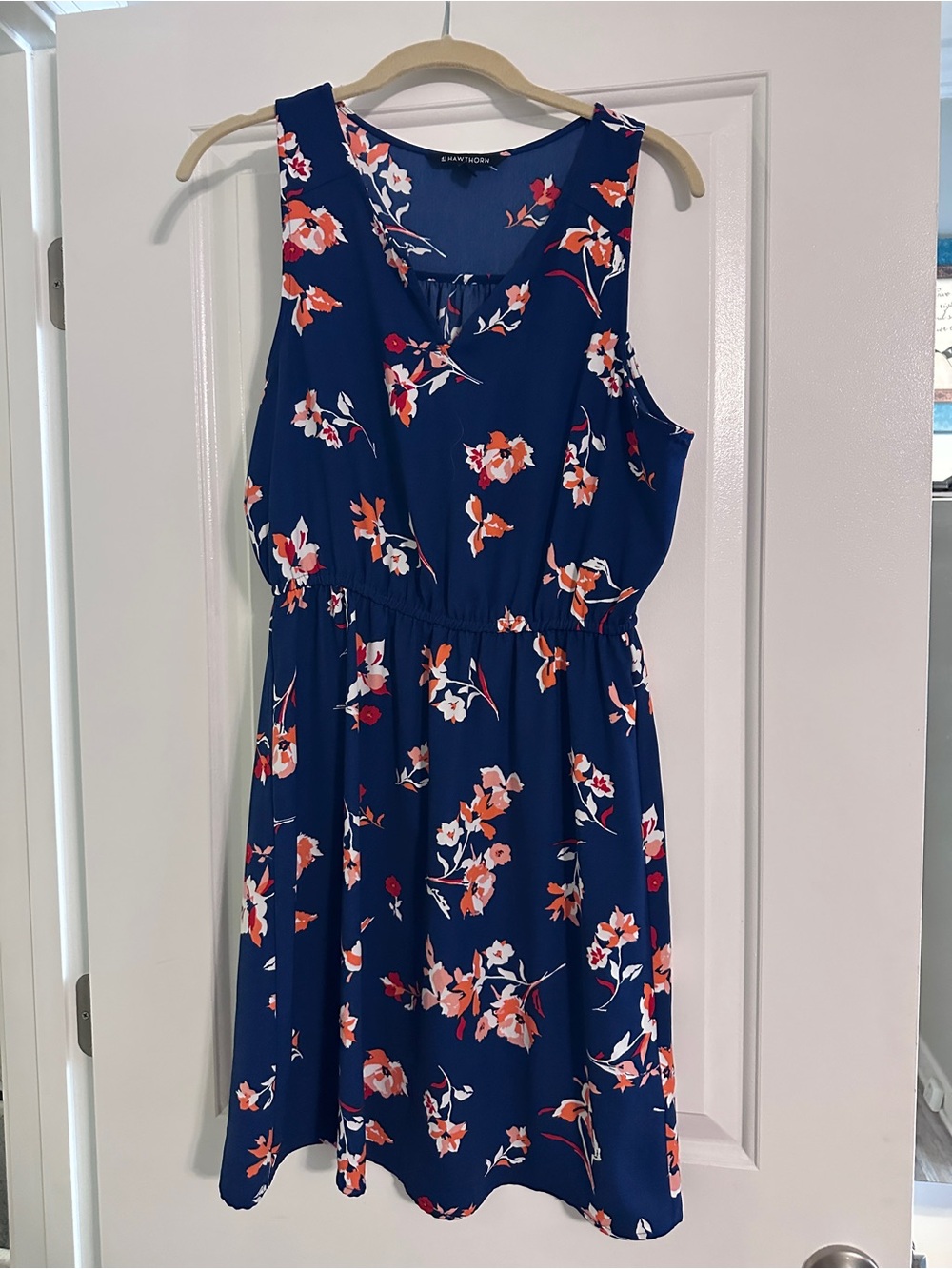 41 Hawthorn Navy Floral Sleeveless Dress w Orange Accents - Great Clemson Dress - Picture 5 of 5